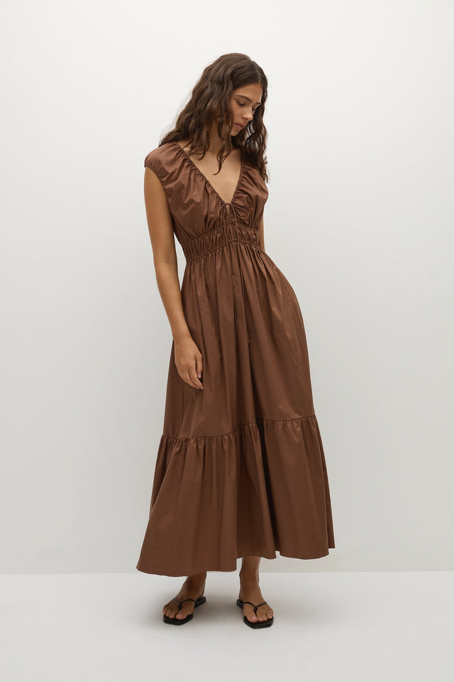 Hedda Maxi Dress Chestnut Brown