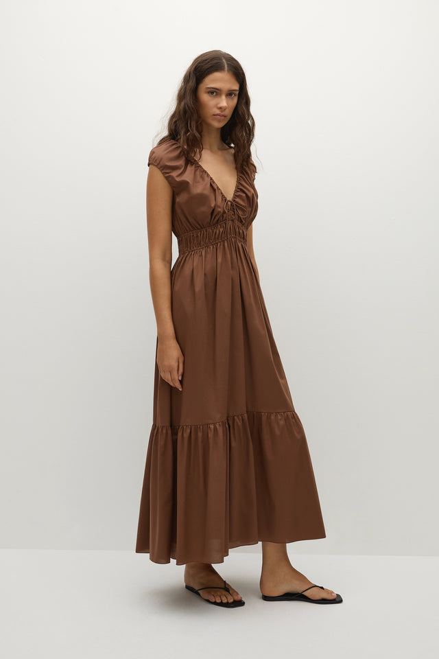 Hedda Maxi Dress Chestnut Brown