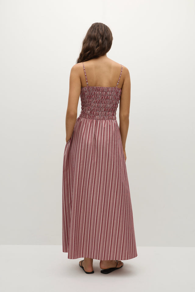 Anniken Maxi Dress Burgundy Stripe