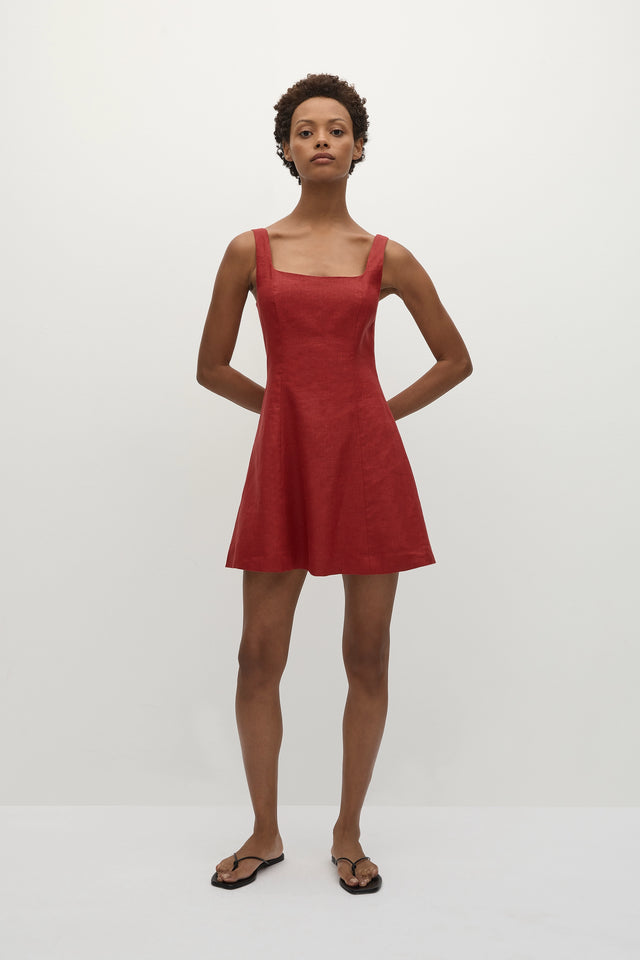 faithfull the brand red dress Marais Midi Dress Deep Red