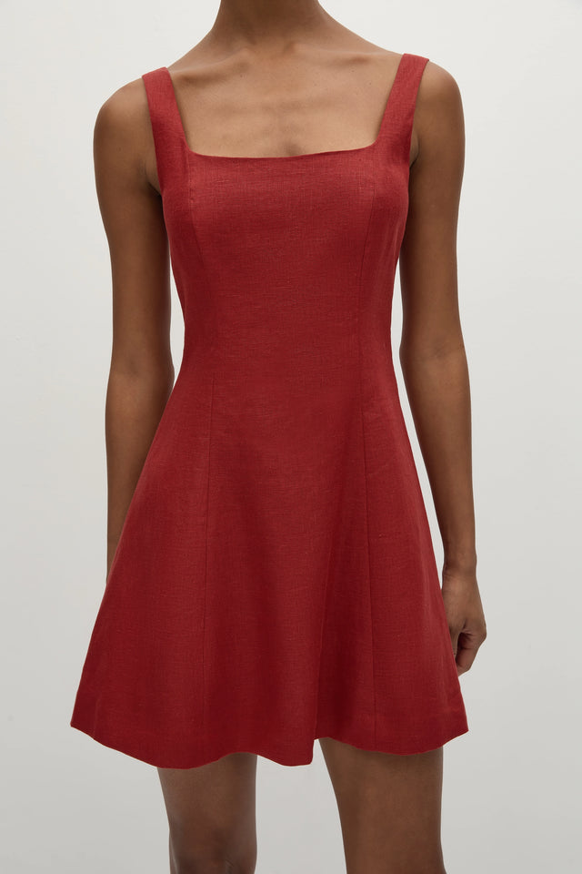 faithfull the brand red dress Faithfull Maria Shirred Cotton Mini Dress - Women - Red Dresses