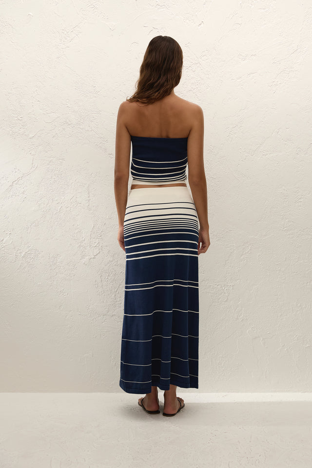 Casia Maxi Skirt Navy Cream Stripe