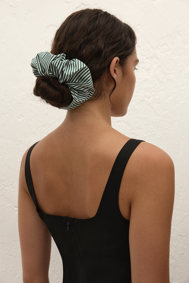 Hair Scrunchie Green Stripe