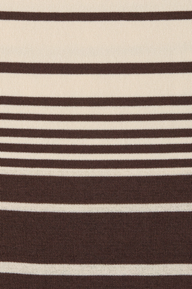 Sable Polo Shirt Accordion Stripe Brown Beige