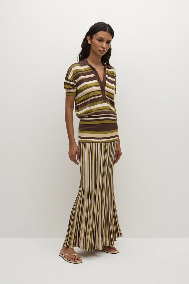 Sable Polo Shirt Espresso Pine Stripe