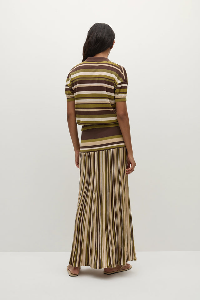 Sable Polo Shirt Espresso Pine Stripe