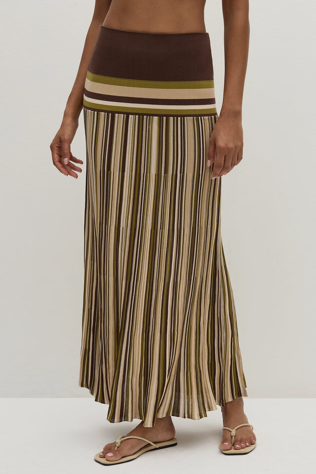 Citara Skirt Espresso Pine Stripe
