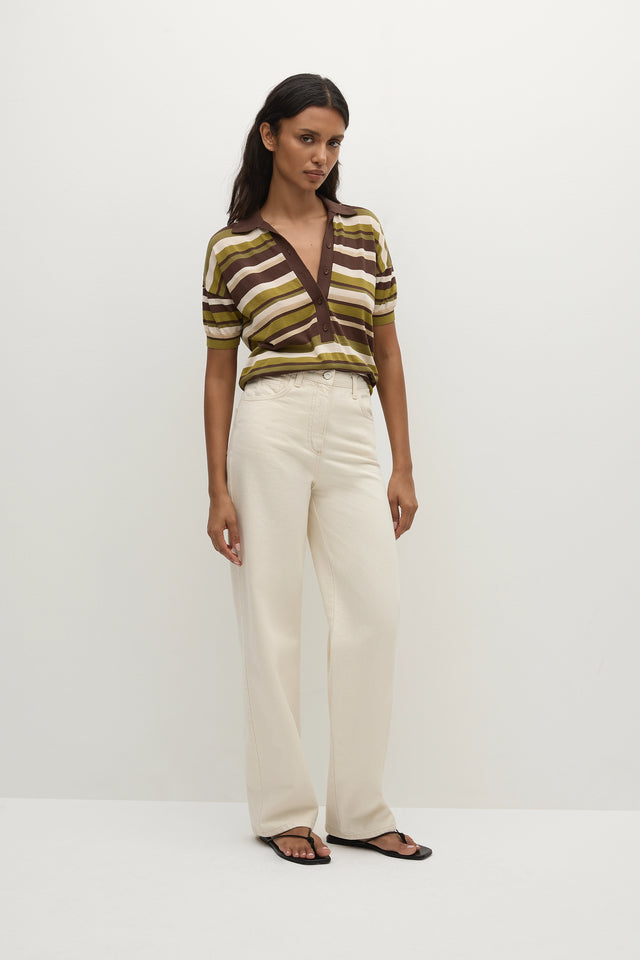 Sable Polo Shirt Espresso Pine Stripe