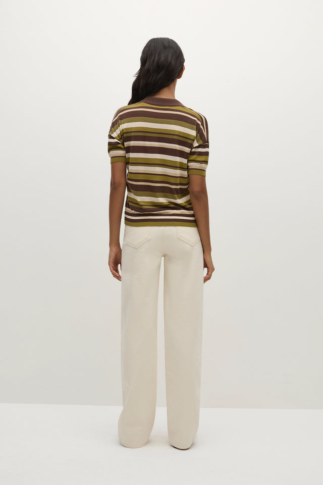 Sable Polo Shirt Espresso Pine Stripe