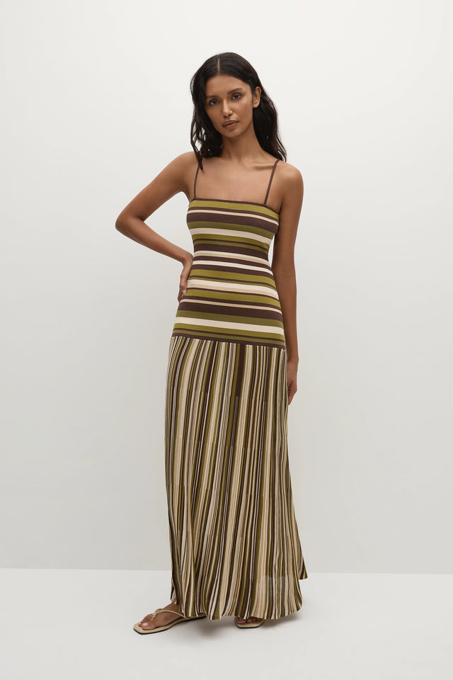 Essenia Knit Dress Espresso Pine Stripe