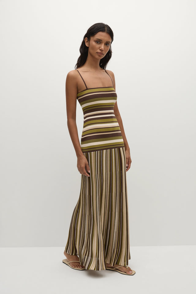 Essenia Knit Dress Espresso Pine Stripe