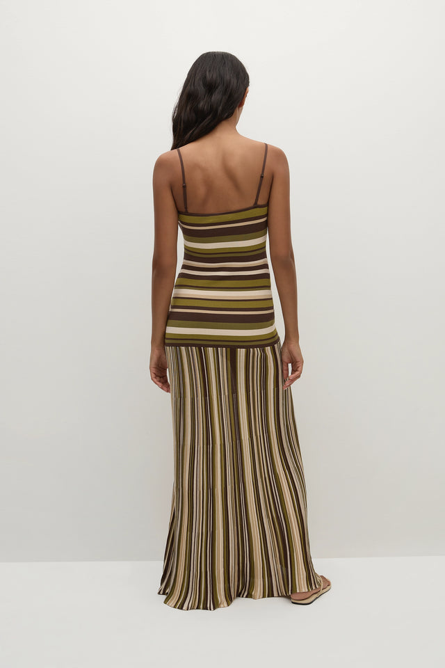 Essenia Knit Dress Espresso Pine Stripe