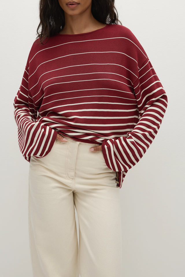 Lyana Top Scandi Stripe Red Cream