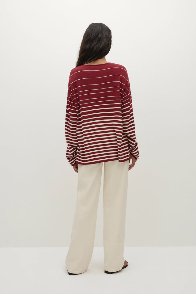 Lyana Top Scandi Stripe Red Cream