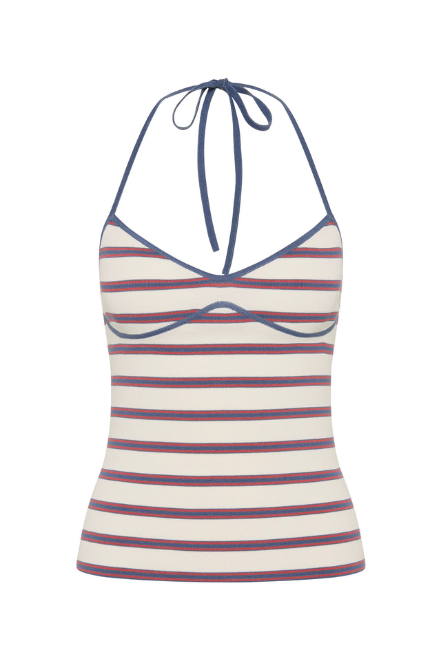 Citara Halter Top Vintage Breton Stripe Micro