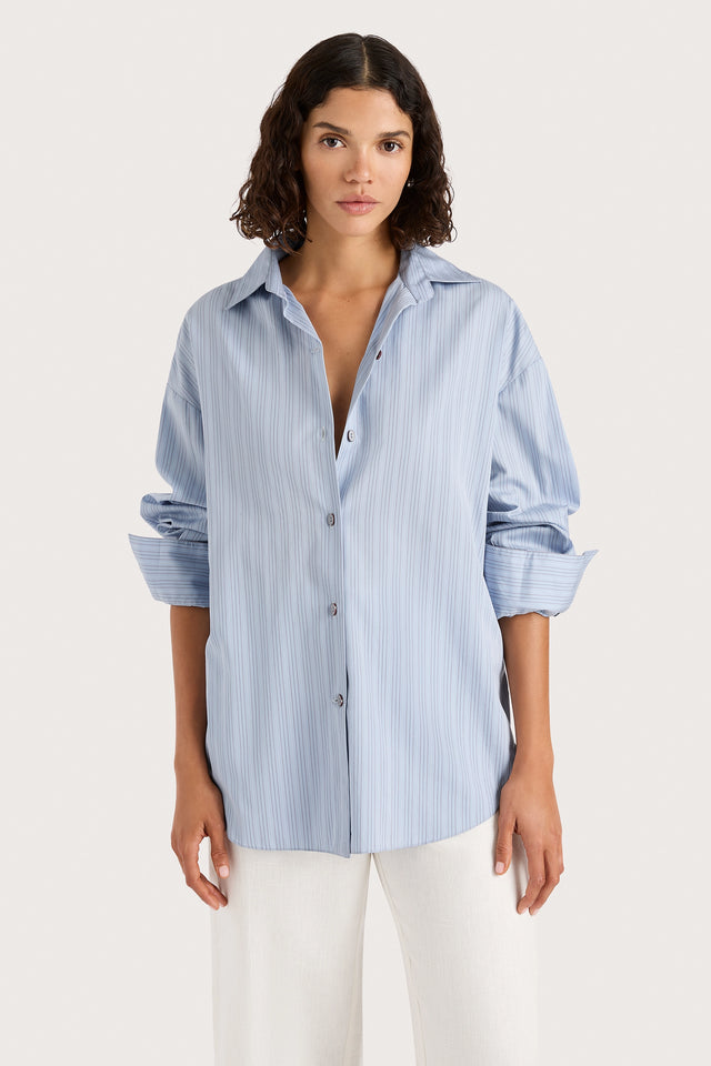 Freja Shirt Blue Pinstripe