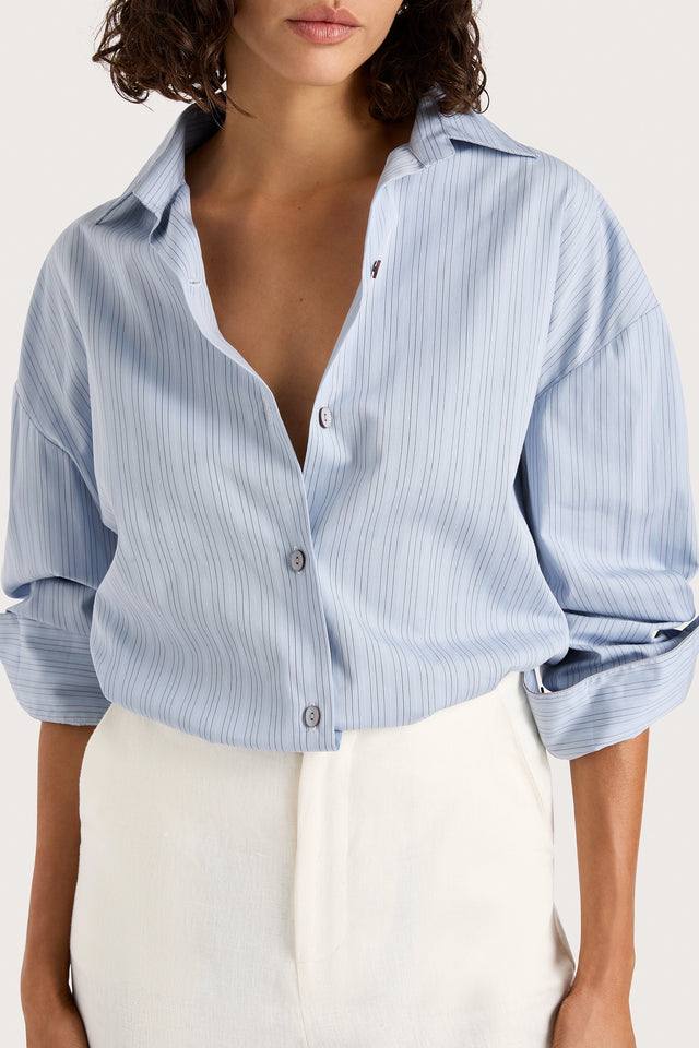 Freja Shirt Blue Pinstripe