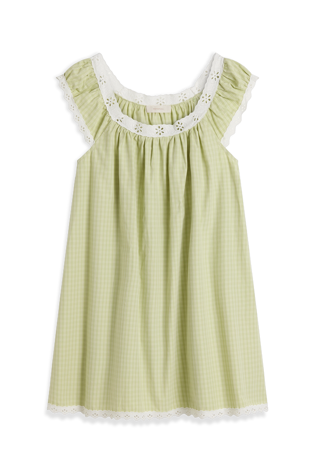 Arcadia Mini Dress Micro Check Pistachio