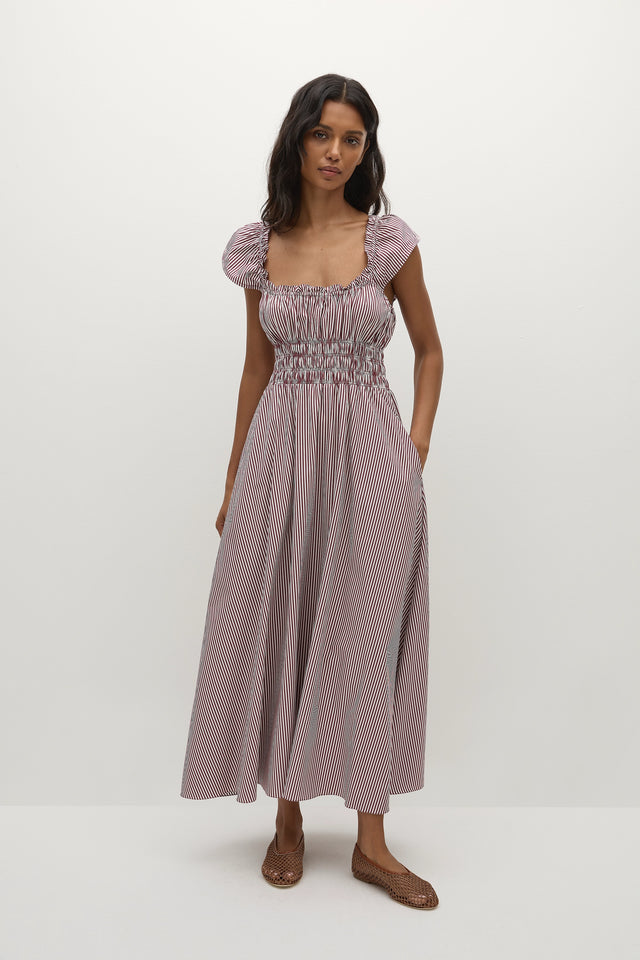 Janne Midi Dress Maia Stripe Burgundy
