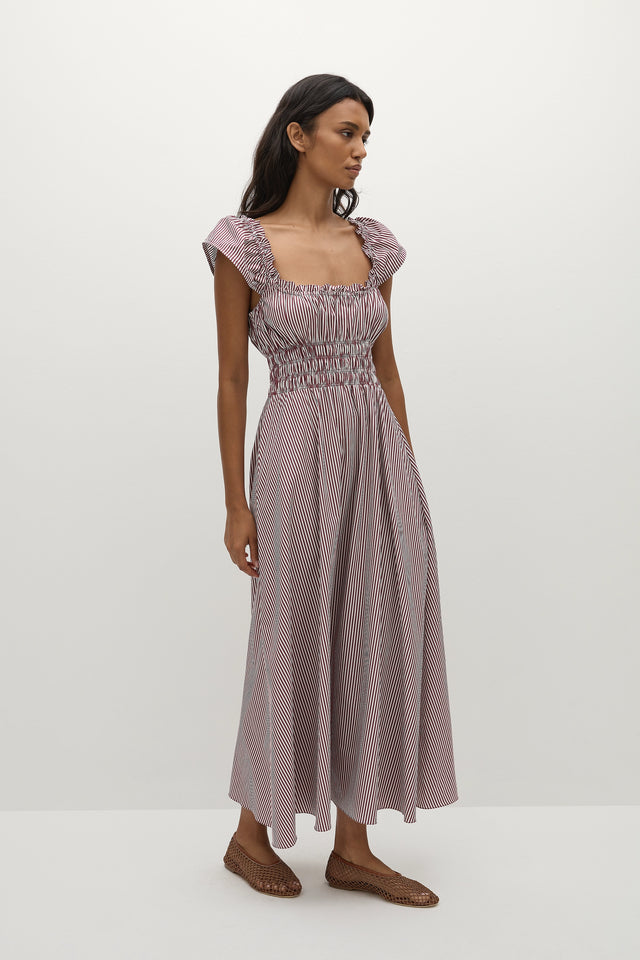 Janne Midi Dress Maia Stripe Burgundy
