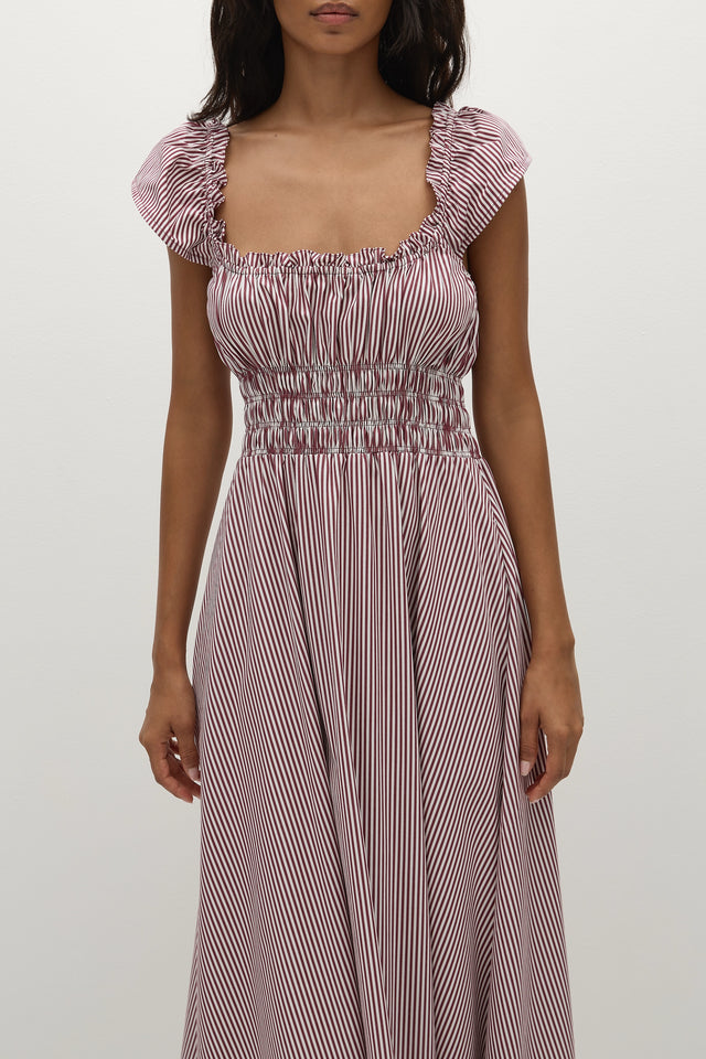 Janne Midi Dress Maia Stripe Burgundy