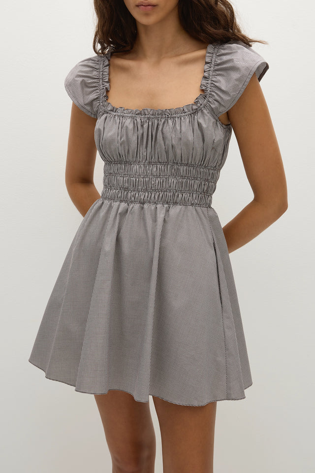 Janne Mini Dress Hanne Gingham Espresso