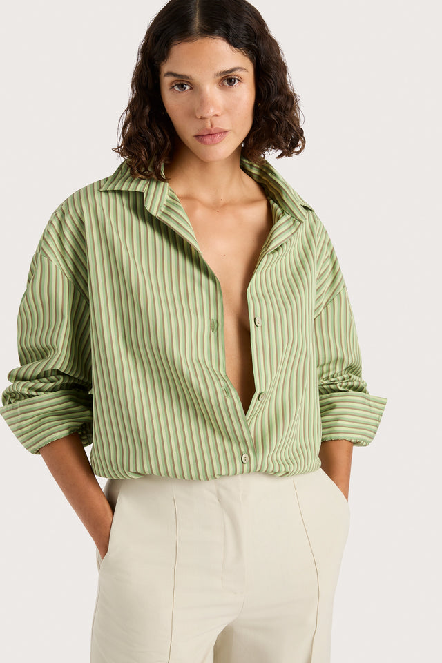 Freja Shirt Green Stripe