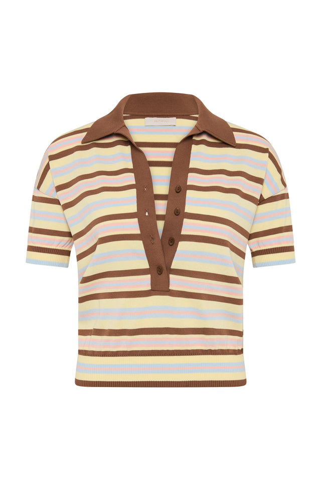 Sable Polo Shirt Breton Stripe Petal