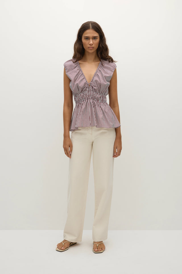 Hedda Top Maia Stripe Burgundy