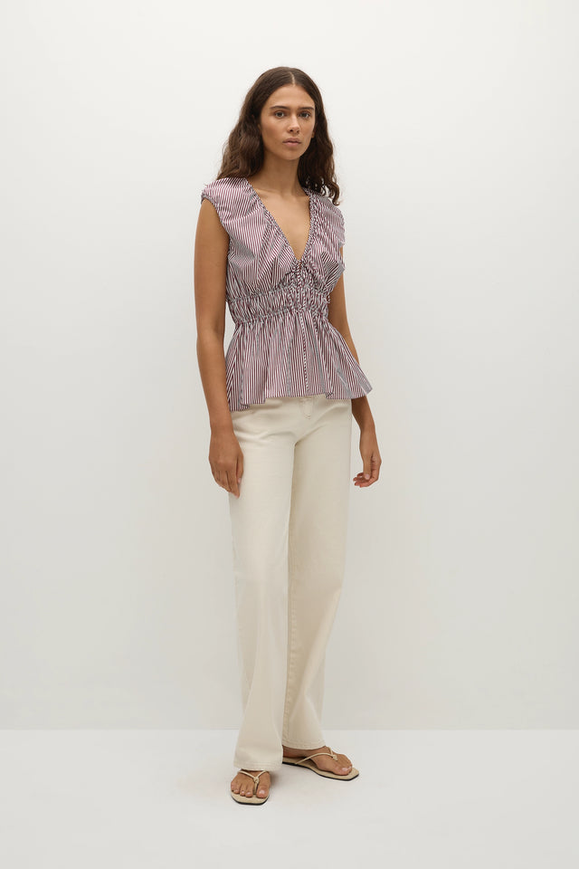 Hedda Top Maia Stripe Burgundy