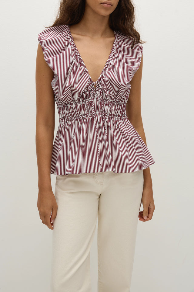 Hedda Top Maia Stripe Burgundy