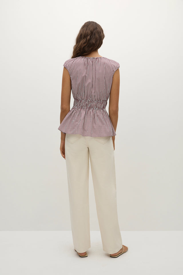 Hedda Top Maia Stripe Burgundy
