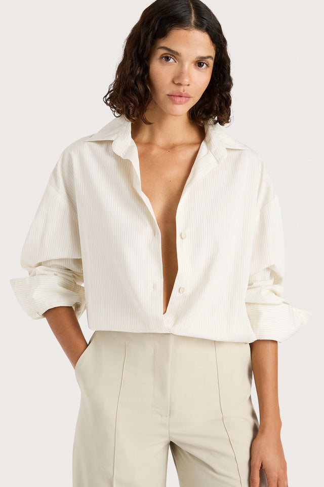 Freja Shirt Cream Pinstripe