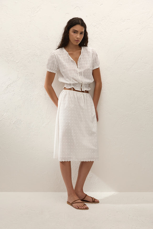 Santana Top Lucy Broderie White