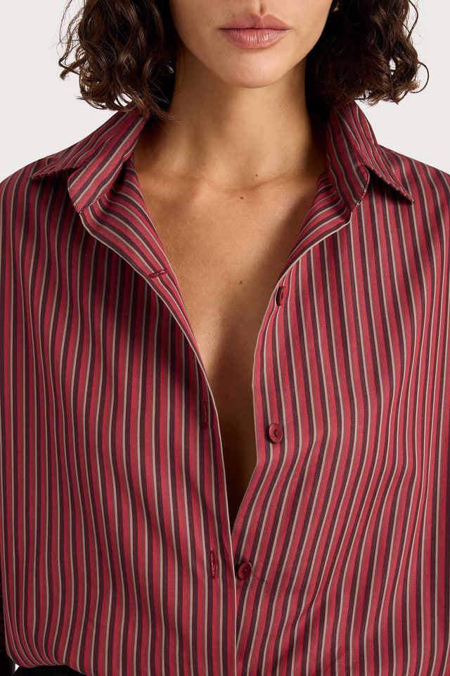 Freja Shirt Wine Stripe