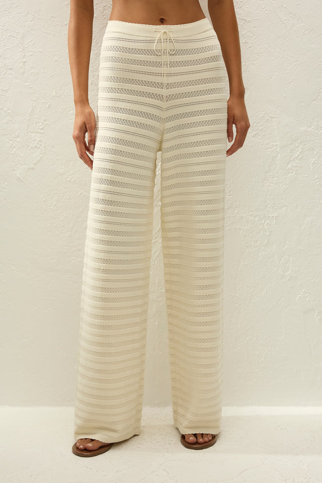 Tanya Pant Ida Pointelle Vintage White