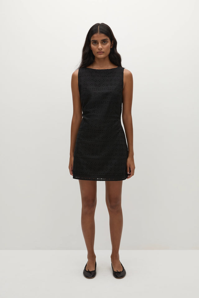 Lily Mini Dress Agnes Broderie Anglaise Black