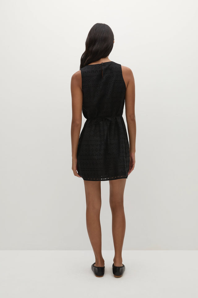 Lily Mini Dress Agnes Broderie Anglaise Black