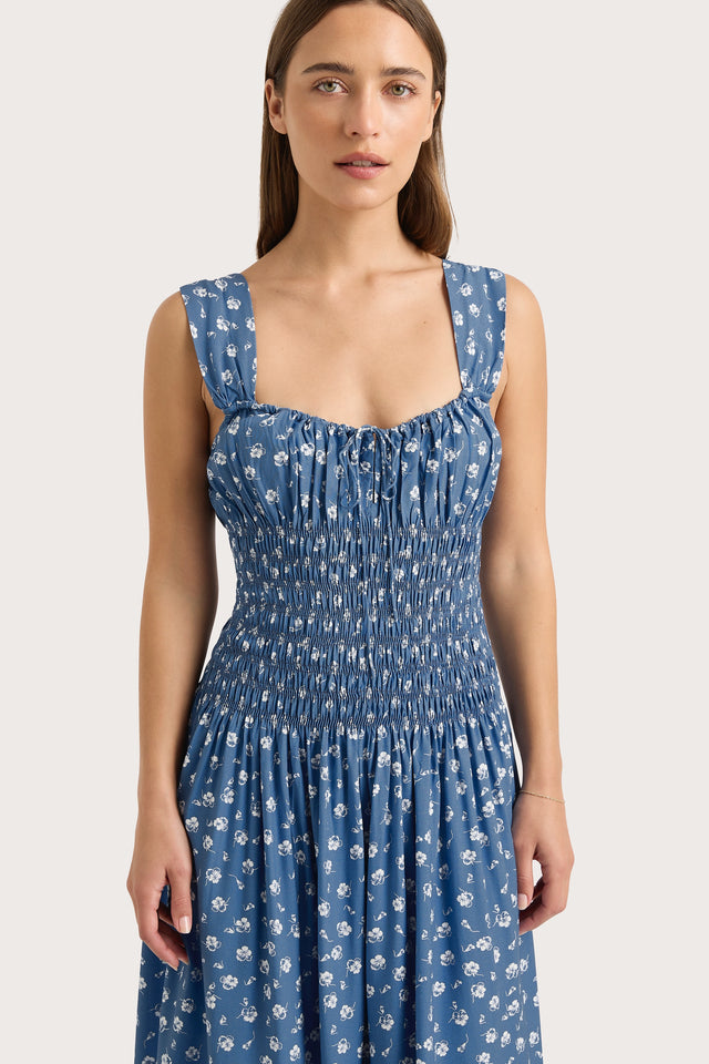 Yerres Midi Dress Floral Blue