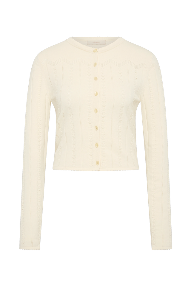 Selly Cardigan Maja Pointelle Vintage White
