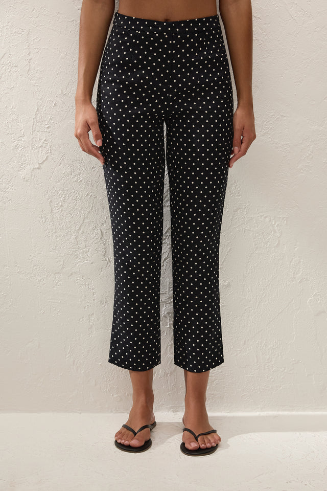 Iria Capri Pant Lola Polka Dot Black Cream