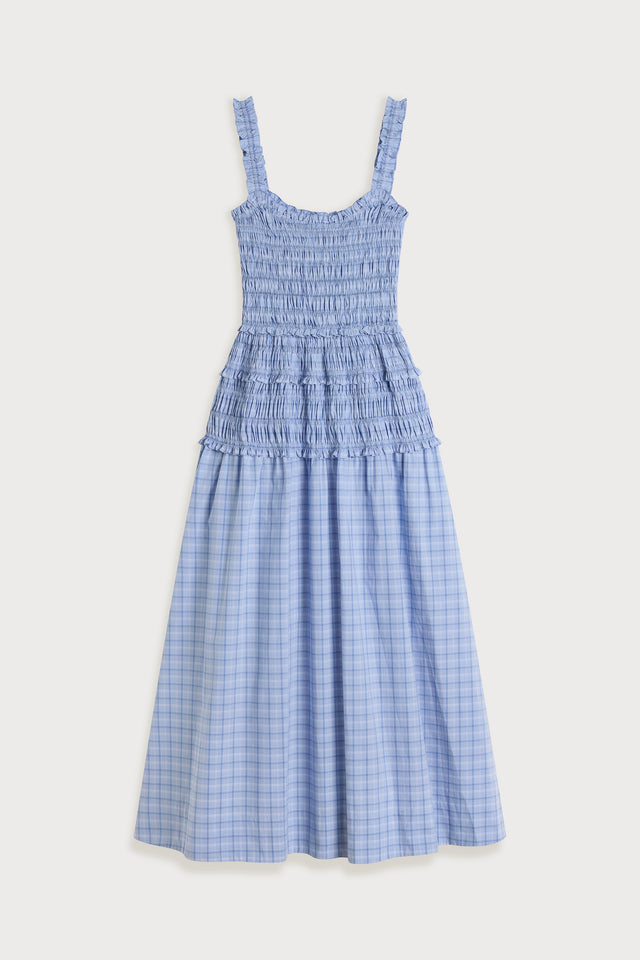 Marteles Midi Dress Jardina Plaid Misty Blue