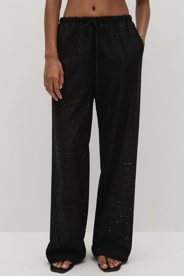 Ella Pant Agnes Broderie Anglaise Black