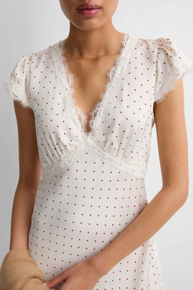 Verena Mini Dress Polka Dot Antique White Brick
