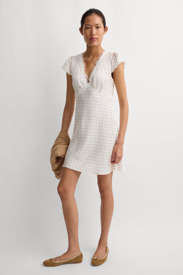Verena Mini Dress Polka Dot Antique White Brick