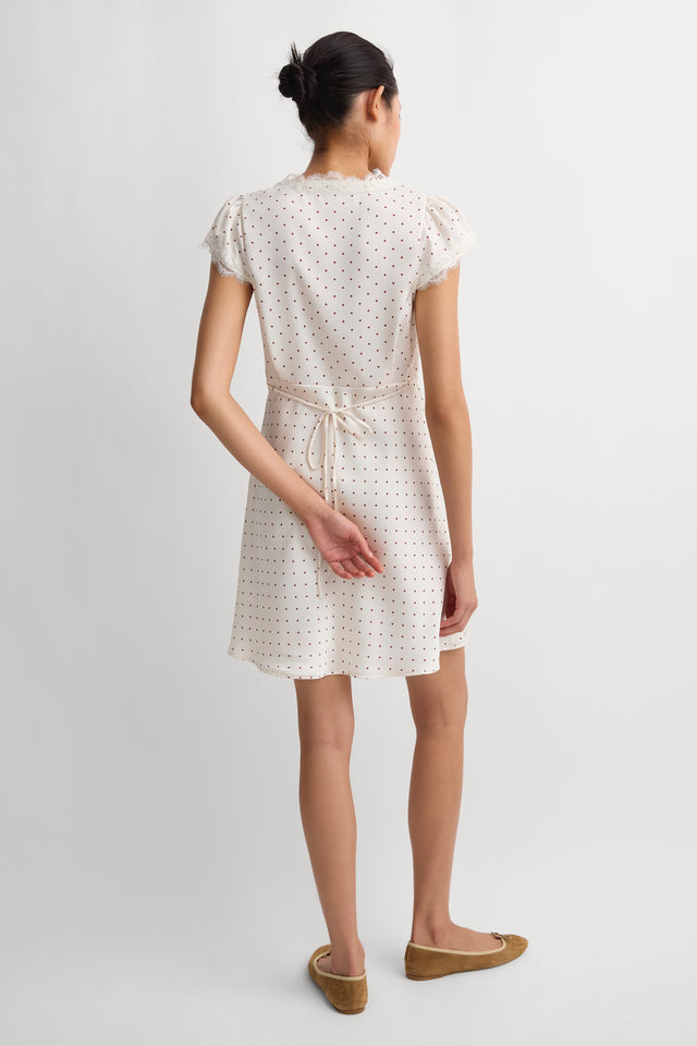 Verena Mini Dress Polka Dot Antique White Brick