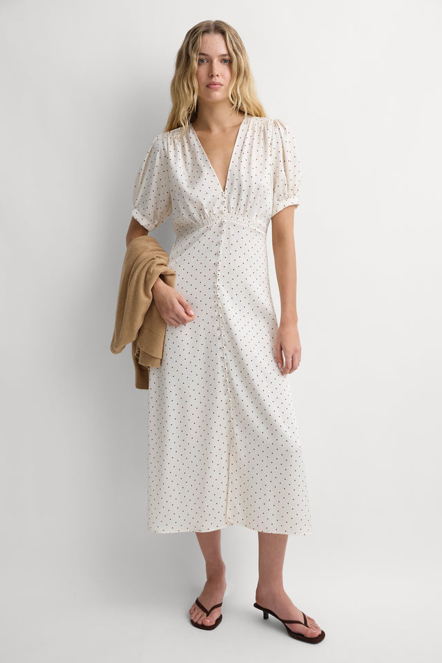 Bellavista Midi Dress Polka Dot Antique White Brick