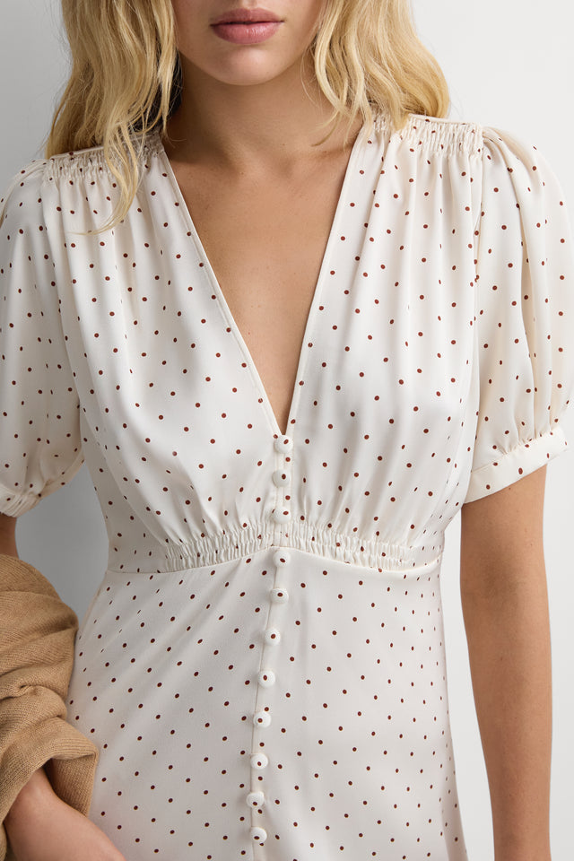 Bellavista Midi Dress Polka Dot Antique White Brick