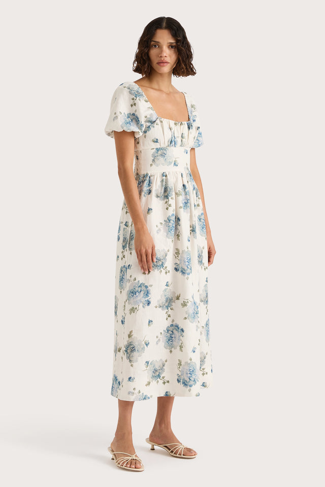 Dalia Midi Dress Cecile Floral Pale Blue