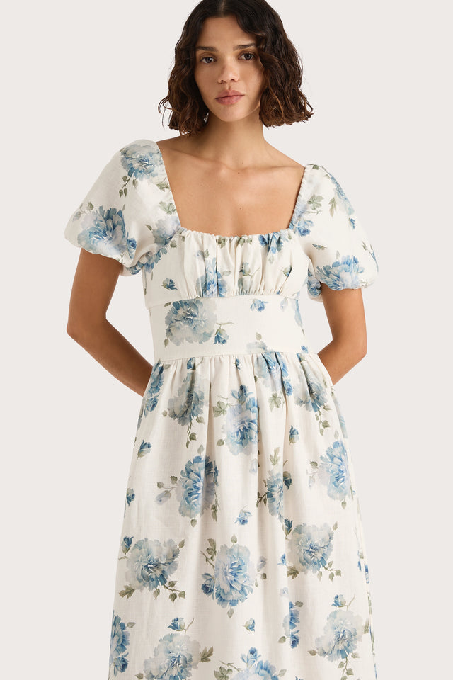 Dalia Midi Dress Cecile Floral Pale Blue